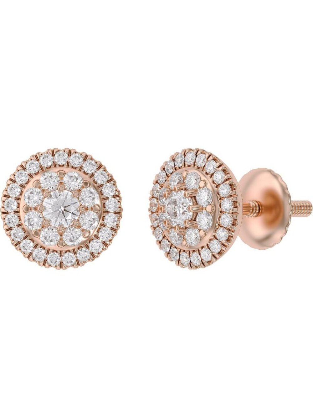 Elegant 0.60 CT Halo Cluster Stud Earrings in 925 Sterling Silver for Women